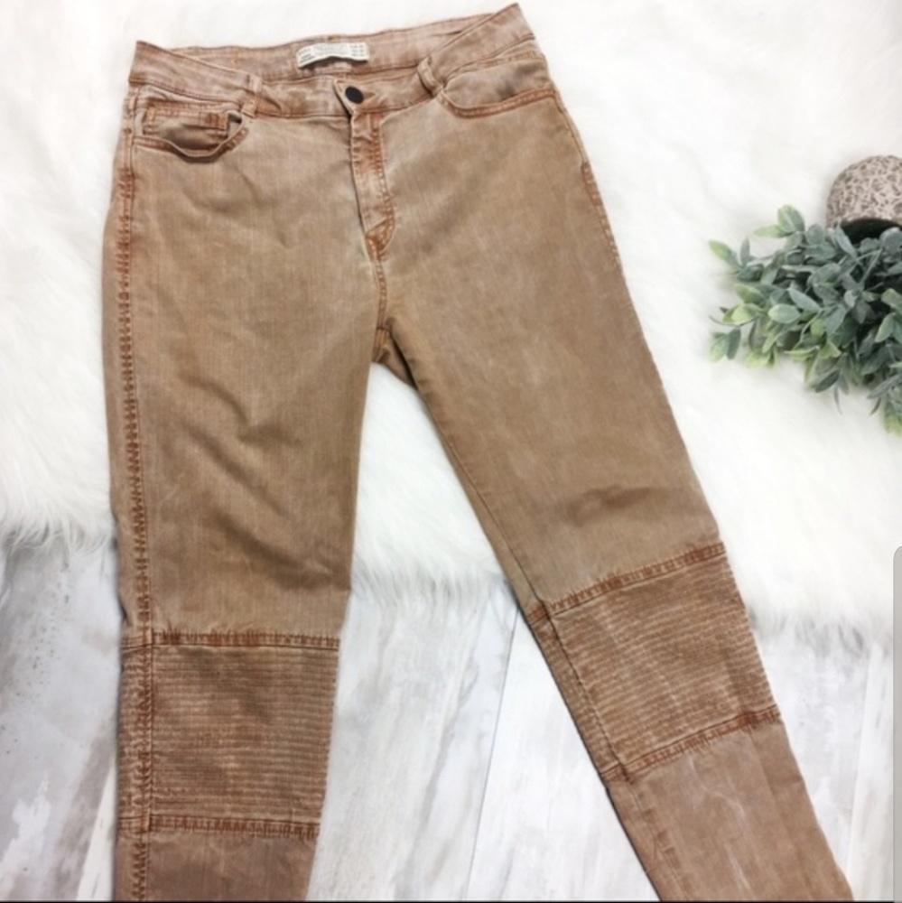 Zara Moto Skinny Cropped Biker Jeans